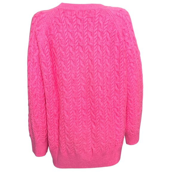 On.34th Pink Cable Knit Cotton Blend Crew Neck Sweater Soft Ribbed Trim Size 1X - Picture 2 of 6
